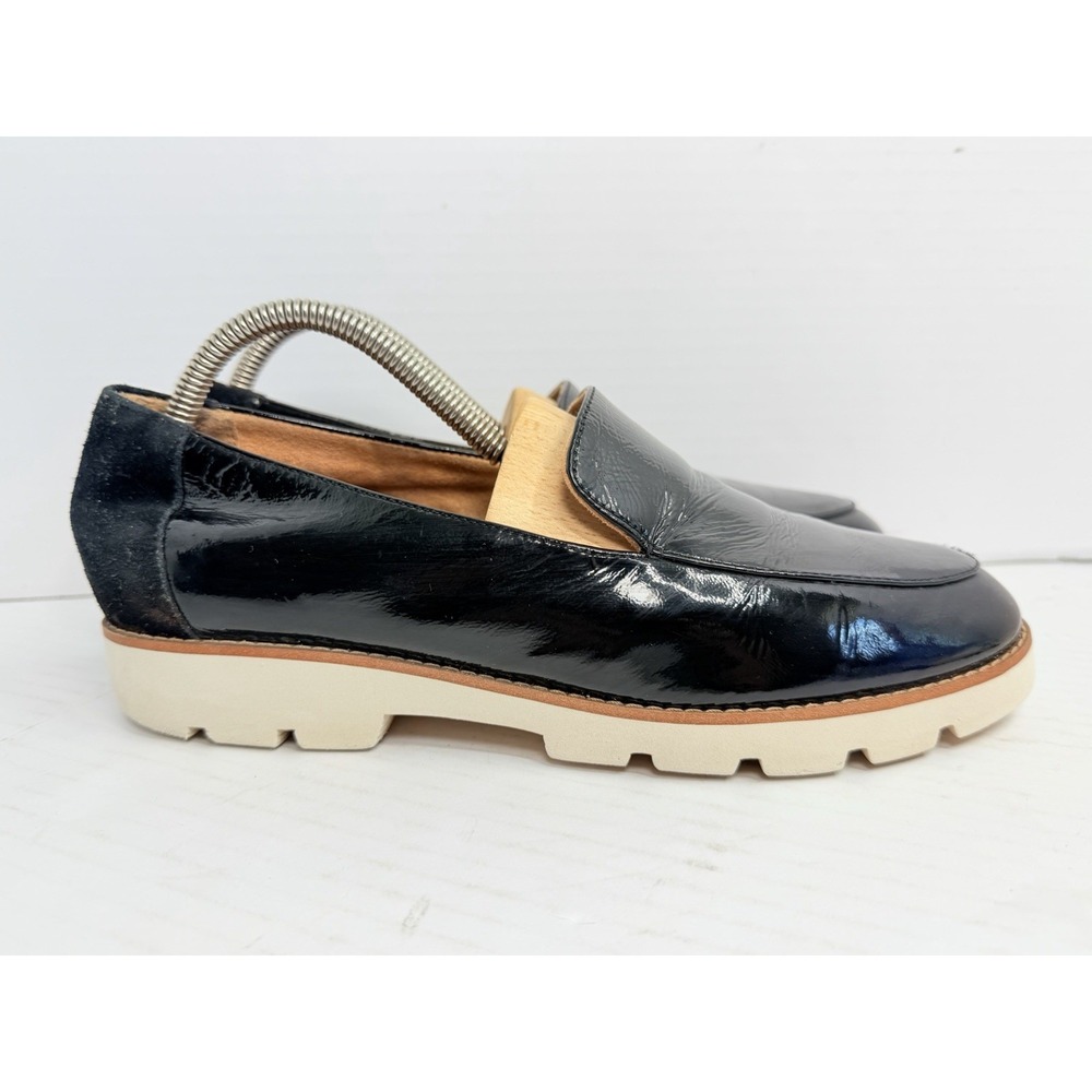 Vionic Kensley Black Patent Leather Lug Sole Loafers Women's 9 Slip On